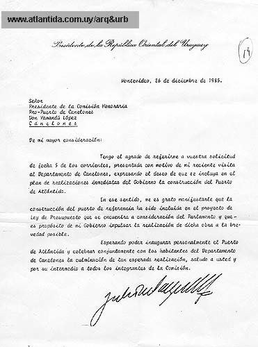Carta del Sr. Presidente Sanguinetti